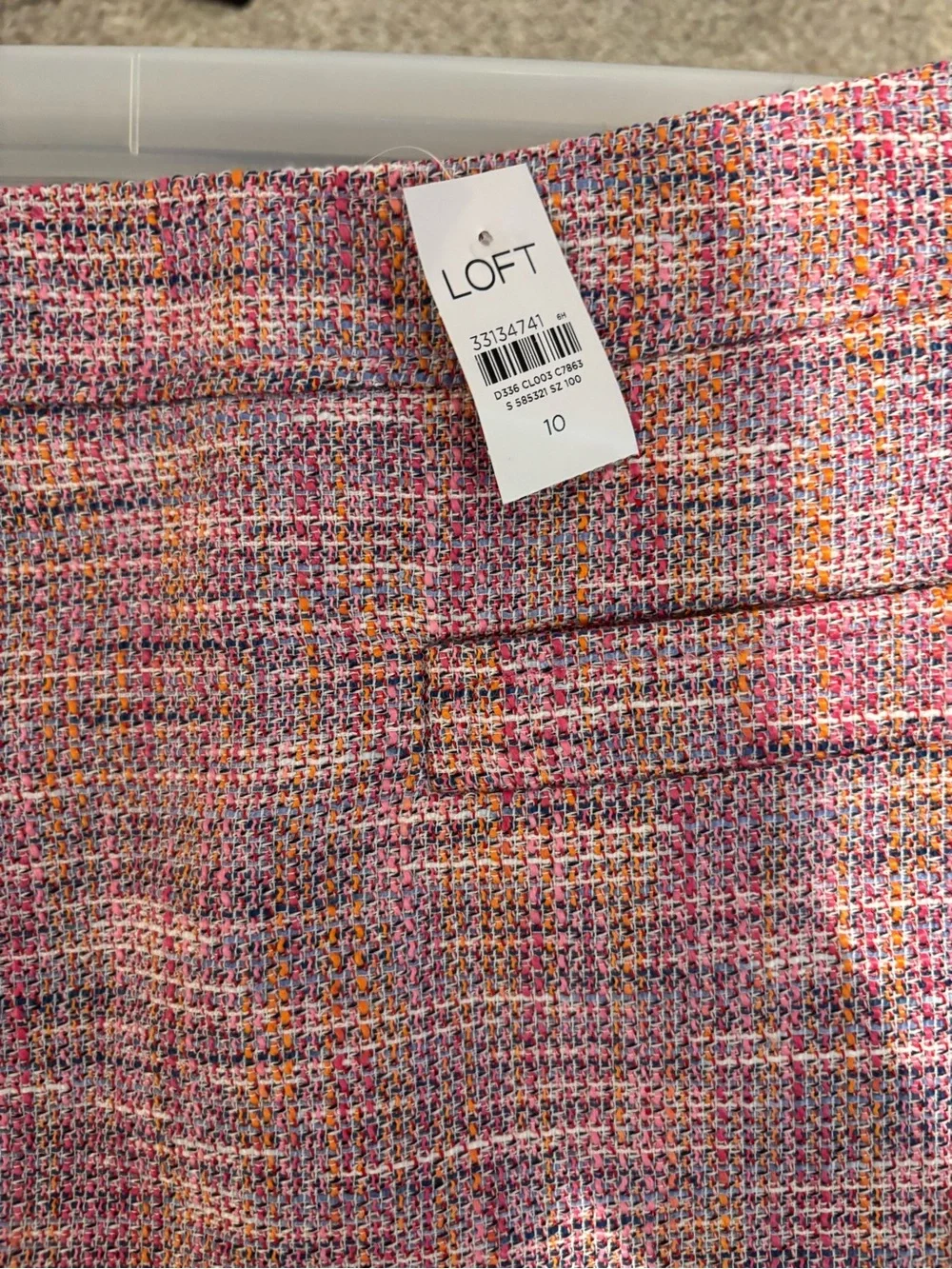 LOFT Pink Multi-Color Tweed Mini Skirt